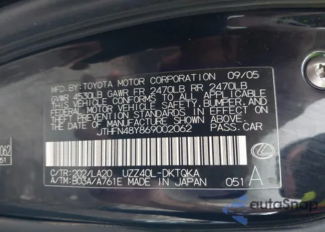 2006 Lexus Sc 430 from USA, damaged, VIN JTHFN48Y869002062